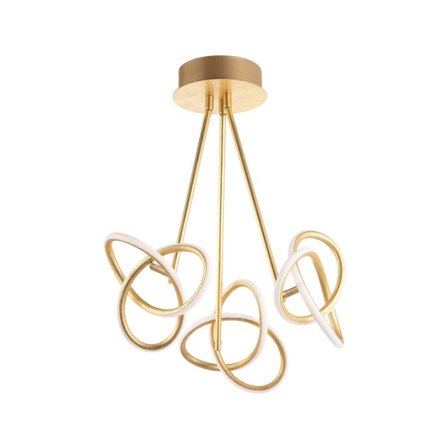 Nova Luce Arco - lampe suspendue - Ø 60 x 60 cm - 45W LED incl - feuille d'or et blanc