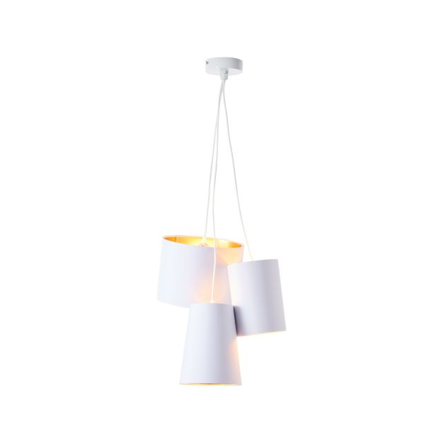 Brilliant Gisella - lampe suspendue - Ø 44 x 105 cm - blanc et or