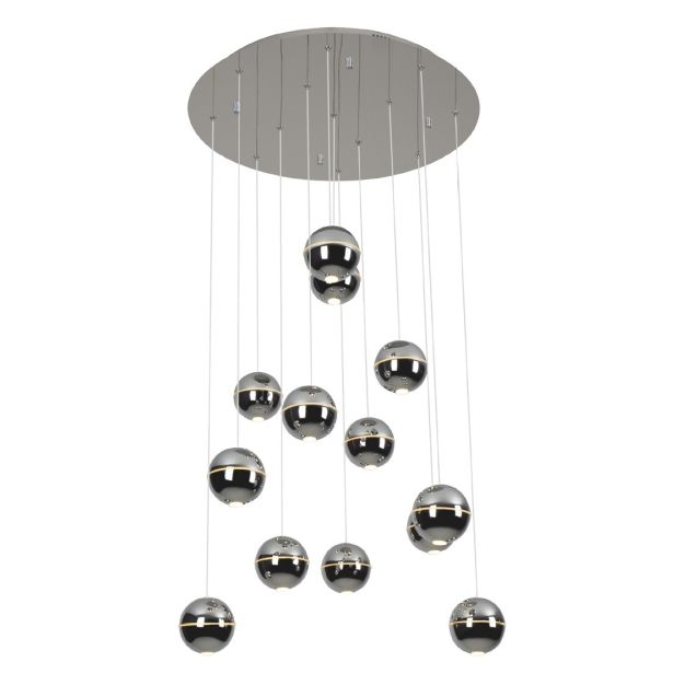 Maxlight Zen - lampe suspendue - Ø 60 x 200 cm - 13 x 4W LED incl. - chrome