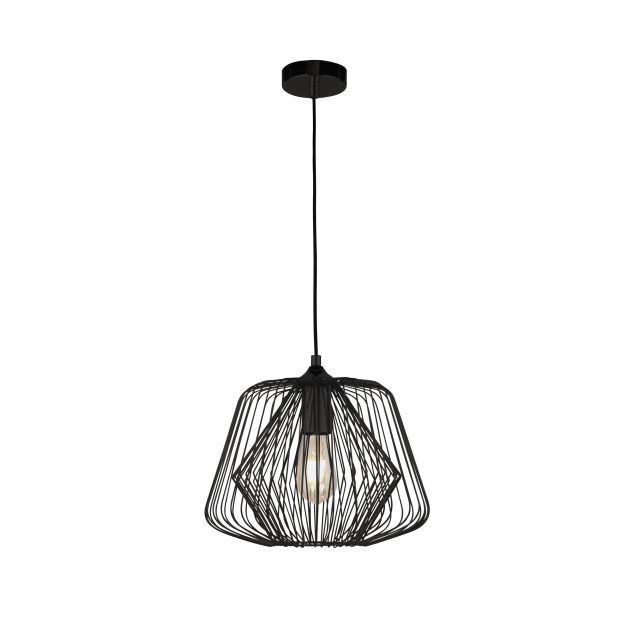 Searchlight Bell Cage - lampe suspendue - Ø 32 x 133 cm - noir