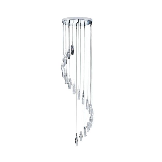 Searchlight Sculptured Ice - lampe suspendue - Ø 48 x 180 cm - 20 x 7W halogène incl. - chrome