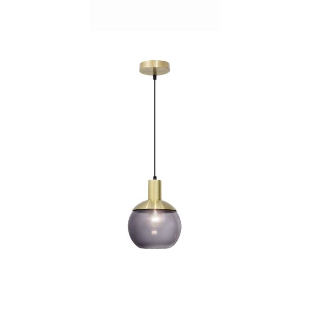 Nova Luce Aubrey - lampe suspendue - Ø 20 x 120 cm - gris et laiton