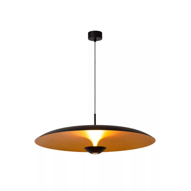 Lucide Kenneth - lampe suspendue - Ø 80 x 170 cm - 22W LED dimmable incl - noir et or mat