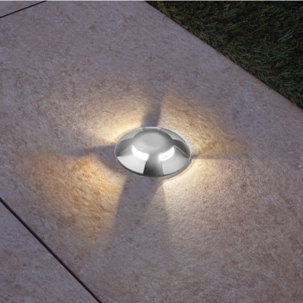 Century Italia Argo - spot au sol avec 4 fenêtres - Ø5,8 x 6,5 cm - 0,75W LED incl - 3000K - IP67 - gris