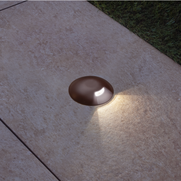 Century Italia Argo - spot au sol avec 1 fenêtre - Ø5,8 x 6,5 cm - 0,75W LED incl - 3000K - IP67 - marron