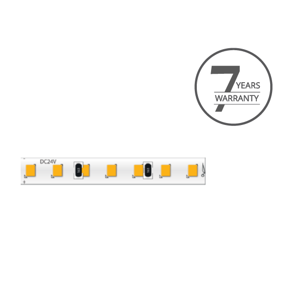 Klus Bande LED - largeur 0,5cm, longueur 500cm - 24Vdc - dimmable - 9,1W LED par mètre - 196 LED par mètre - IP20 - 3000K