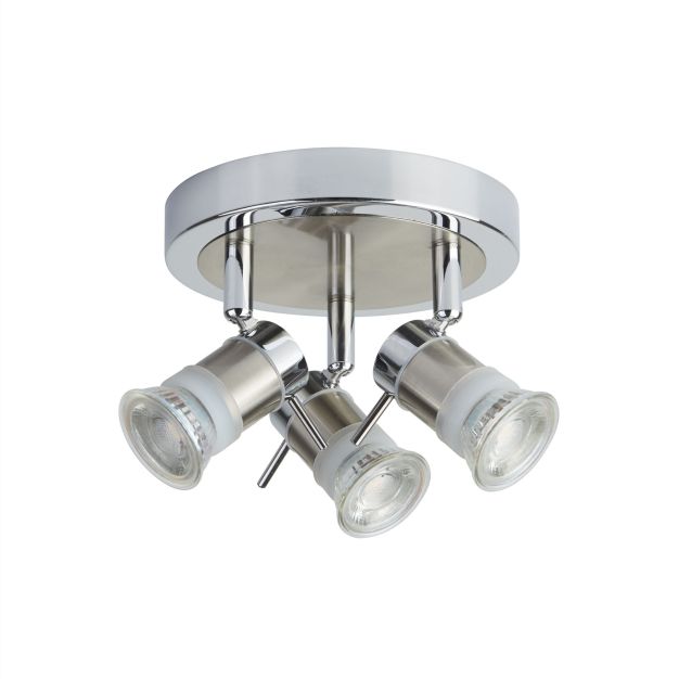 Searchlight Aries - plafonnier - Ø 18 x 13 cm - IP44 - chrome