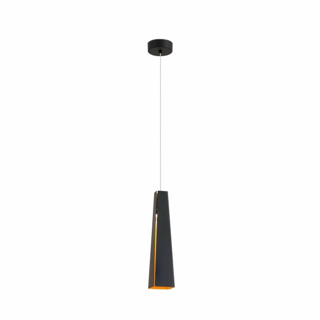 Faro Pluma - lampe suspendue - Ø 8,2 x 36 cm - 3W LED incl - noir et or