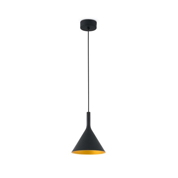 Faro Pam - lampe suspendue - Ø 16,5 x 21,5 cm - 11W - noir et or