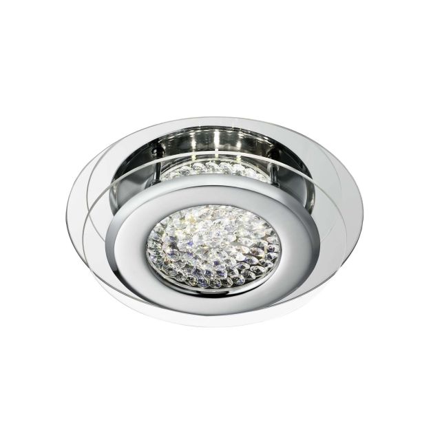 Searchlight Vesta - plafonnier - Ø 28 x 8 cm - 12W LED dimmable incl - chrome