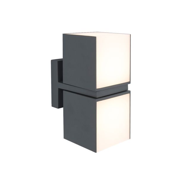 Lutec Cuba - applique/plafonnier d'extérieur - 10 x 14 x 21 cm - 2 x 12,2W LED incl. - IP54 - gris foncé