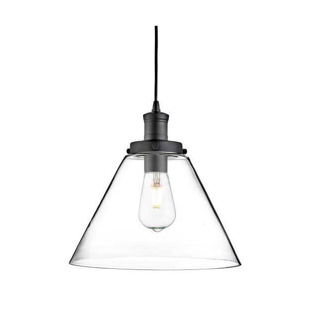 Searchlight Pyramid - lampe suspendue - Ø 29 x 100 cm - transparent et noir mat