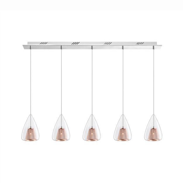 Nova Luce Hugo - lampe suspendue - 112 x 120 cm - or rose et chrome