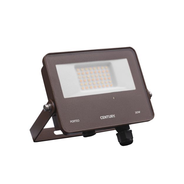 Century Italia Porteo CCT - spot avec détecteur - 14,4 x 16,2 x 3,6 cm - 30W LED incl - couleur de lumière réglable - IP65 - marron