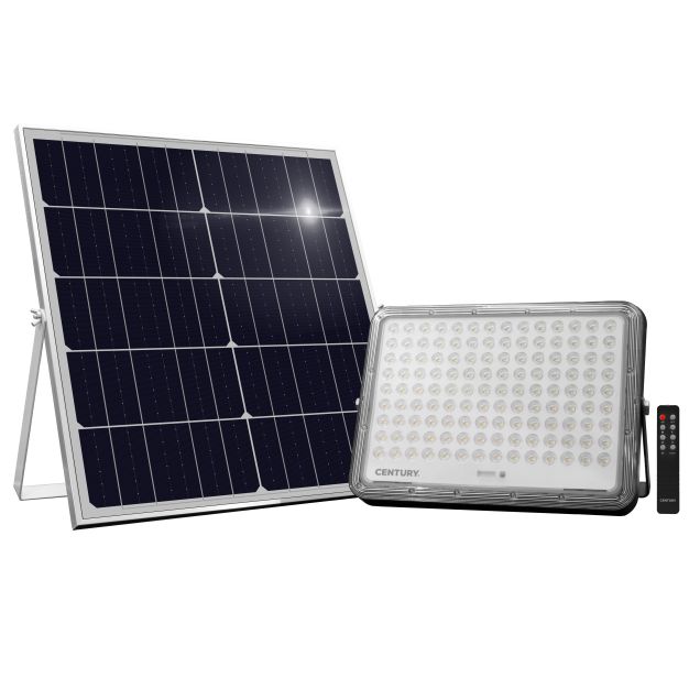 Century Italia Promoteo - illuminateur solaire avec capteur jour et nuit et télécommande - 31 x 4,1 x 22,5 cm - 30W LED incl. - IP65 - noir