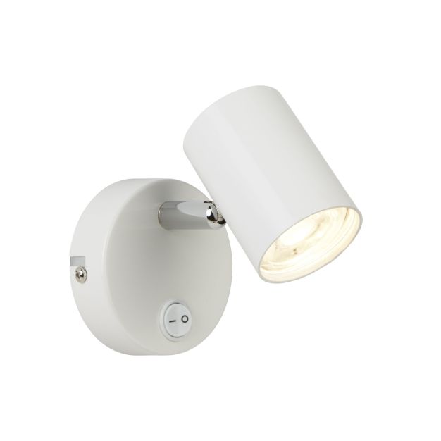 Searchlight Rollo - spot mural avec interrupteur - 9 x 8,5 cm - 4W LED dimmable incl - blanc