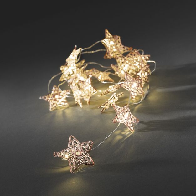 Konstsmide Lumières de Noël - Étoiles décoratives LED sur batterie - 220 cm - 20 pièces - cuivre