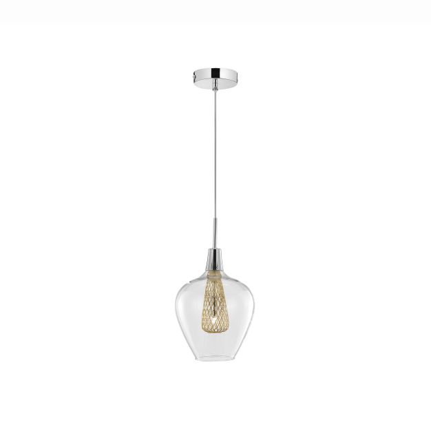 Nova Luce Filo - lampe suspendue - Ø 18 x 120 cm - chrome et or