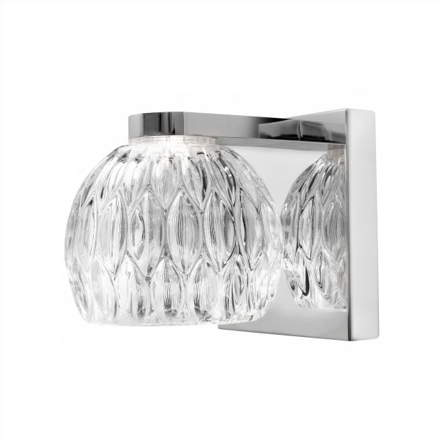 Nova Luce Lara - applique murale - 12 x 12 x 12 cm - 5W LED incl. - transparent et chromé