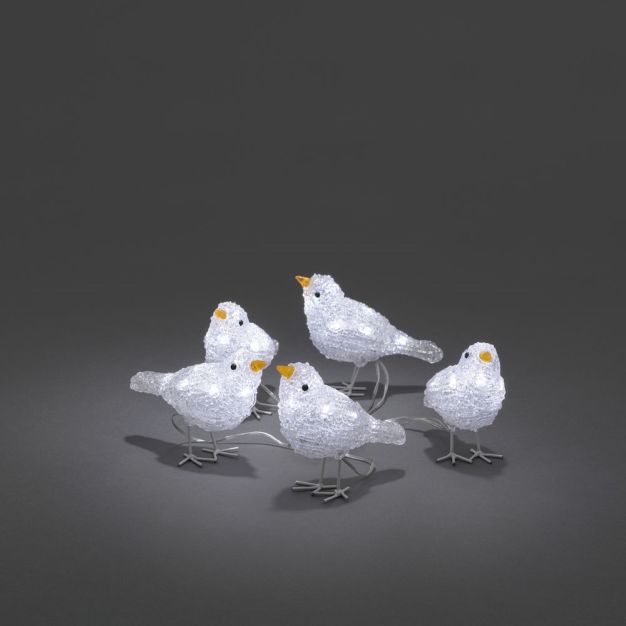 Konstsmide Lumières de Noël - set d'oiseaux décoratifs (5 pièces) - 16 x 11,5 x 400 cm - IP44 - transparent