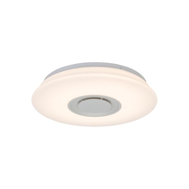 Brilliant Donata - applique/plafonnier avec haut-parleur Bluetooth - Ø 36,5 x 7,5 cm - gradateur à 4 niveaux - 12W + 3W LED incl. - blanc - RGB