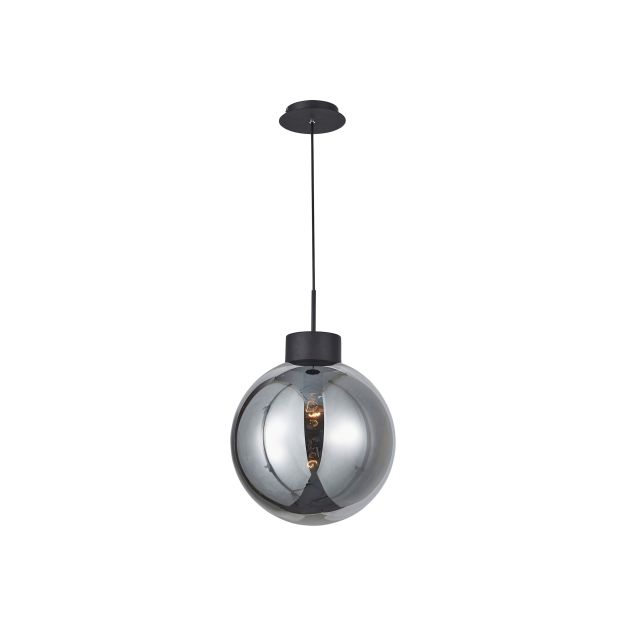 Brilliant Astro - lampe suspendue - Ø 35 x 120 cm - noir et verre fumé