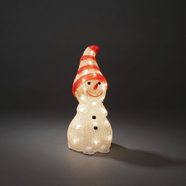 Konstsmide Lumières de Noël - bonhomme de neige avec chapeau - 14,5 x 16,5 x 32 cm - IP44 - rouge et blanc