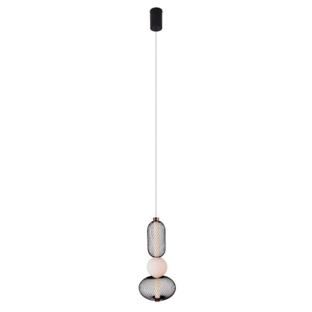 Maxlight Bora - lampe suspendue - Ø 22 x 183 cm - 10W LED incl - noir et or