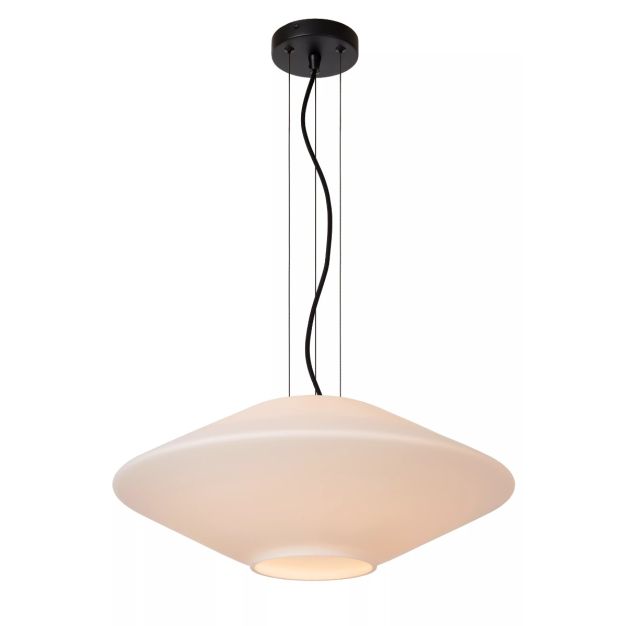 Lucide Trevor - lampe suspendue - Ø 50 x 153 cm - noir et opale