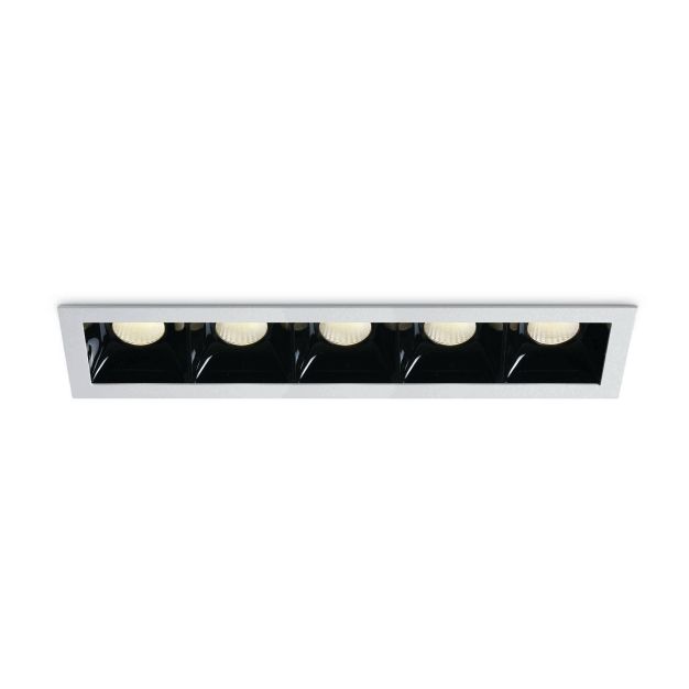 ONE Light Shop Square Boxes - spot encastré - 250 x 62 mm, 240 x 57 mm taille d'encastrement - 5 x 6,5W LED dimmable incl. - blanc