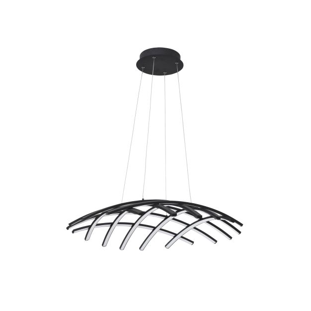 Nova Luce Gropius - lampe suspendue - Ø 81 x 150 cm - 83W LED dimmable incl. - noir sable