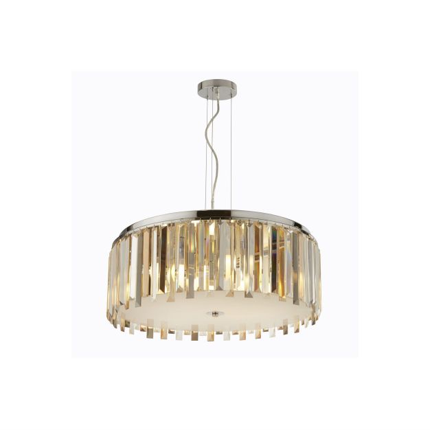 Searchlight Clarissa - lampe suspendue - Ø 60 x 150 cm - ambre et chrome