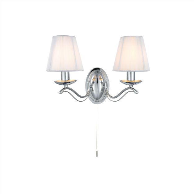 Searchlight Andretti - applique murale avec interrupteur à tirette - 37 x 26 cm - chrome