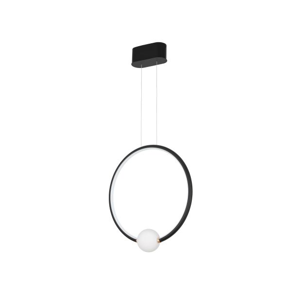 Nova Luce Celia - lampe suspendue avec télécommande - 43 x 10 x 120 cm - 25,6W LED dimmable incl - noir et opale