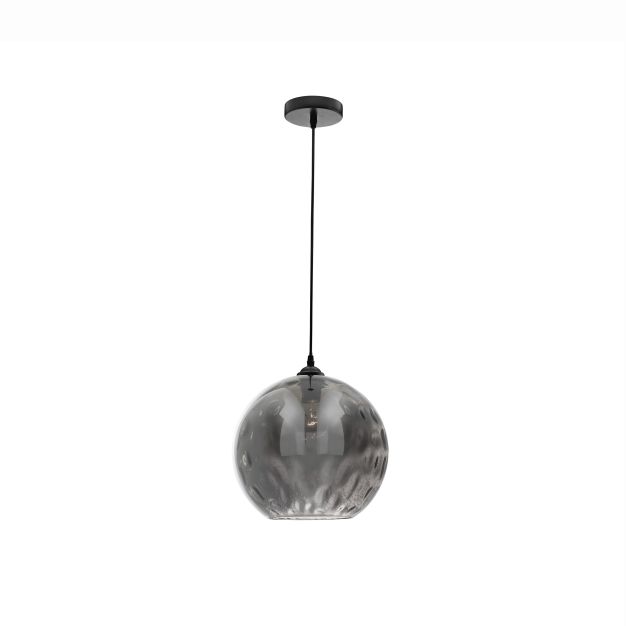 Nova Luce Jerardo - lampe suspendue - Ø 30 x 140 cm - verre fumé avec bulles