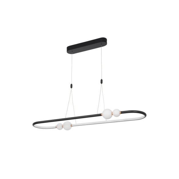 Nova Luce Celia - lampe suspendue avec télécommande - 100 x 28 x 120 cm - 44,2W LED dimmable incl - noir et opale