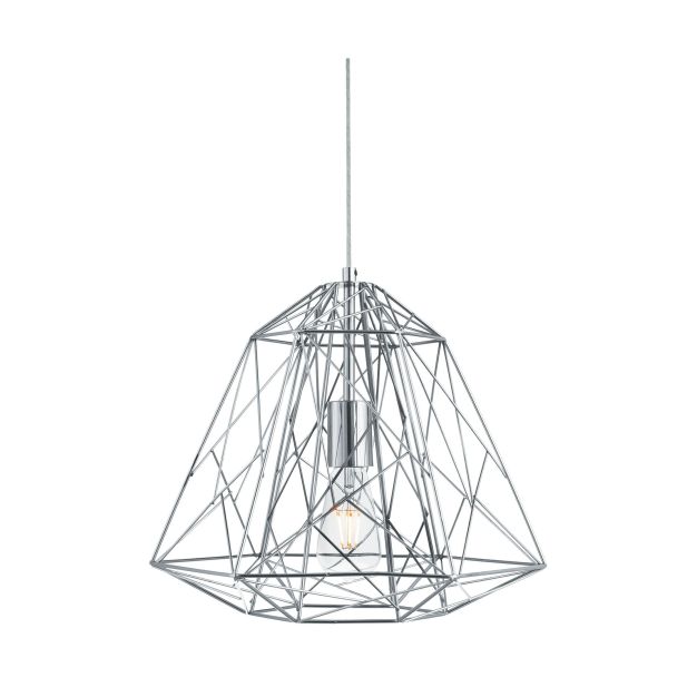 Searchlight Geometric Cage - lampe suspendue - Ø 39 x 150 cm - chrome