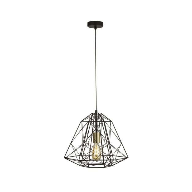 Searchlight Geometric Cage - lampe suspendue - Ø 39 x 150 cm - noir