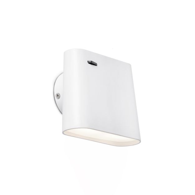 Faro Aurea - applique murale avec interrupteur - 12 x 7 x 9,5 cm - 8W LED incl. - blanc mat