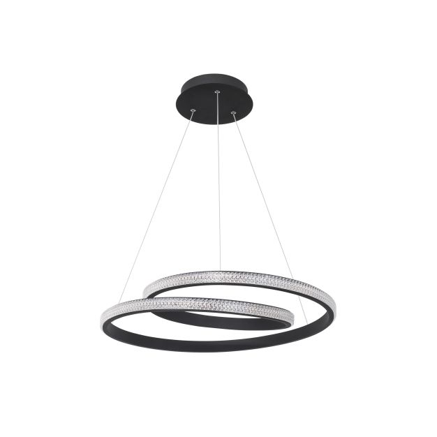 Nova Luce Grania - lampe suspendue - Ø 55 x 120 cm - 25W LED dimmable incl. - noir sable