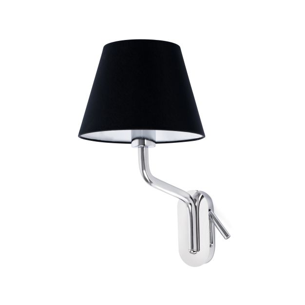 Faro Eterna Left - applique murale - 21,5 x 20 x 16 cm - 1W LED incl. - noir et chrome