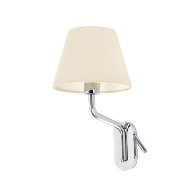 Faro Eterna Left - applique murale - 21,5 x 20 x 16 cm - 1W LED incl. - beige et chrome