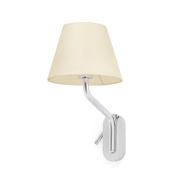 Faro Eterna Right - applique murale - 21,5 x 20 x 16 cm - 1W LED incl. - beige et chrome