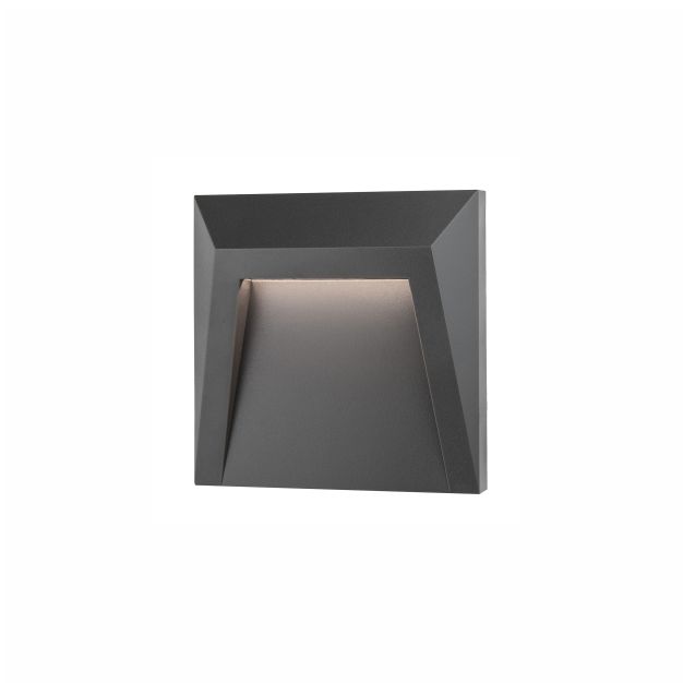 Nova Luce Luton - applique murale extérieure - 12,5 x 3,3 x 12,5 cm - 1,2W LED incl. - IP65 - gris foncé