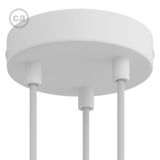 Creative Cables - cache plafond cylindrique en métal à 3 trous au design épuré avec support de câble en métal - Ø 120 mm - blanc