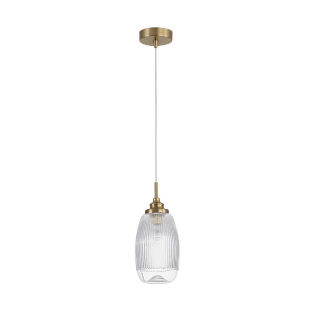 Nova Luce Mond - lampe suspendue - Ø 13 x 120 cm - or satiné et transparent