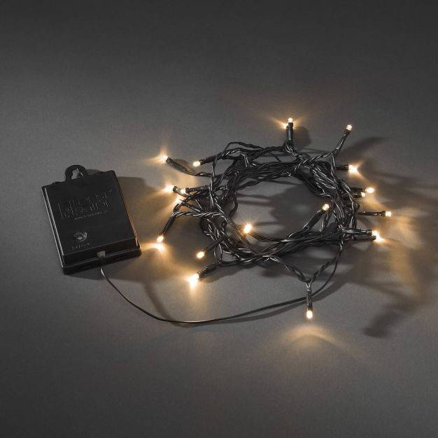 Konstsmide Guirlandes de Noël - Jeu de lumières Micro LED sur piles - 4.40m - 40 leds - IP44 - noir