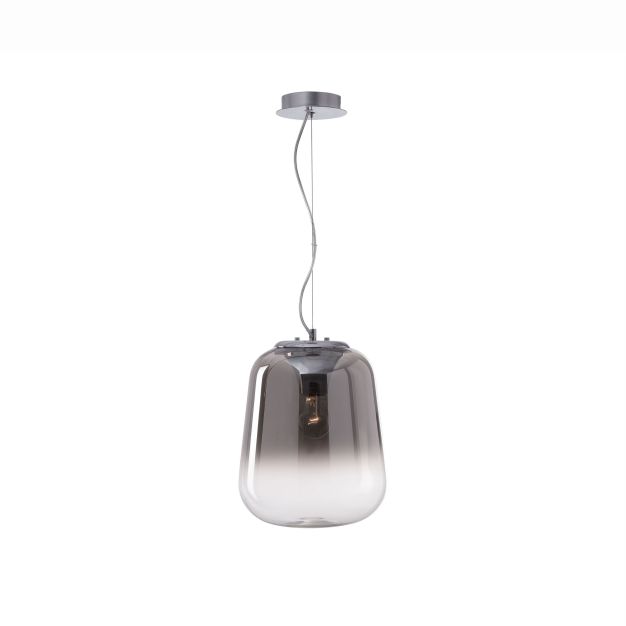 Nova Luce Oliverio - lampe suspendue - Ø 45 x 120 cm - verre fumé et chrome