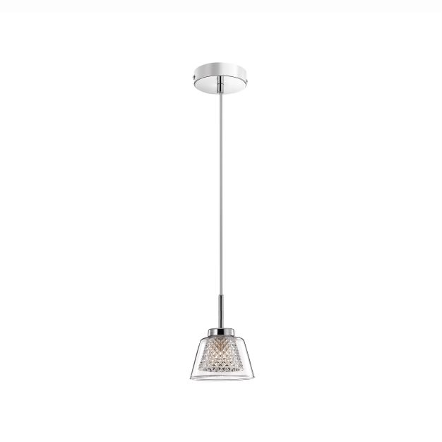 Nova Luce Boccale - lampe suspendue - Ø 12 x 120 cm - chrome et transparent