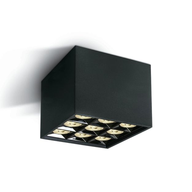 ONE Light Mirror Square Boxes - plafonnier - 12,3 x 12,3 x 8,8 cm - 30W LED incl. - noir